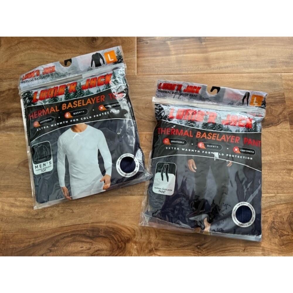 Lumb'r Jack NWT Men's Blue Thermal Base Layer Waffle Knit Top Pant Set- Size L - Picture 2 of 6